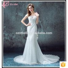 Encaje de cuentas Bowknot barato vestido de boda de la sirena 2017 vestido de novia